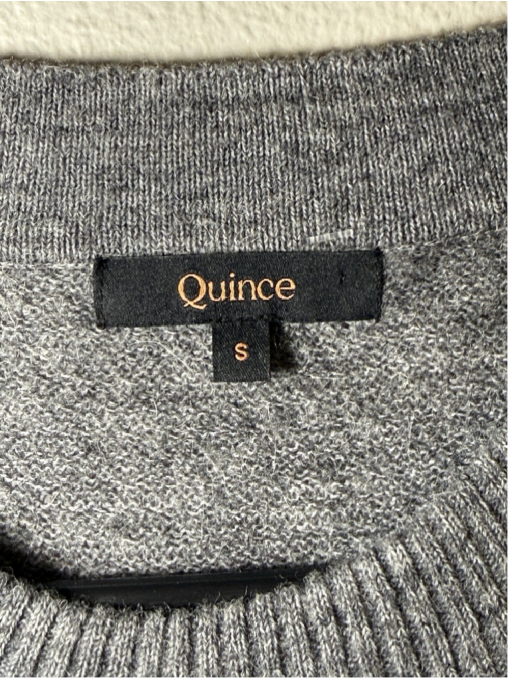 Quince Wool Alpaca Blend Sweater Charcoal Gray Diamond Stitch Crewneck Size S - Picture 3 of 5